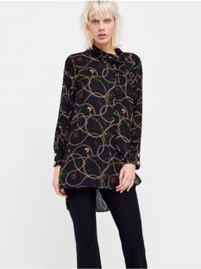 ZARA CHAIN PRINT BLOUSE Small